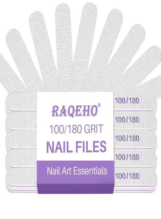 RAQEHO 14 Nail Files 100/180 Grit - Double Sided Emery Boards Nail Filer Limas Para UñAs AcríLicas Profesional Fingernail Acrylic Nails Shaper Extension Gel Removal Manicure Salon At Home Art Supplies - Image 1